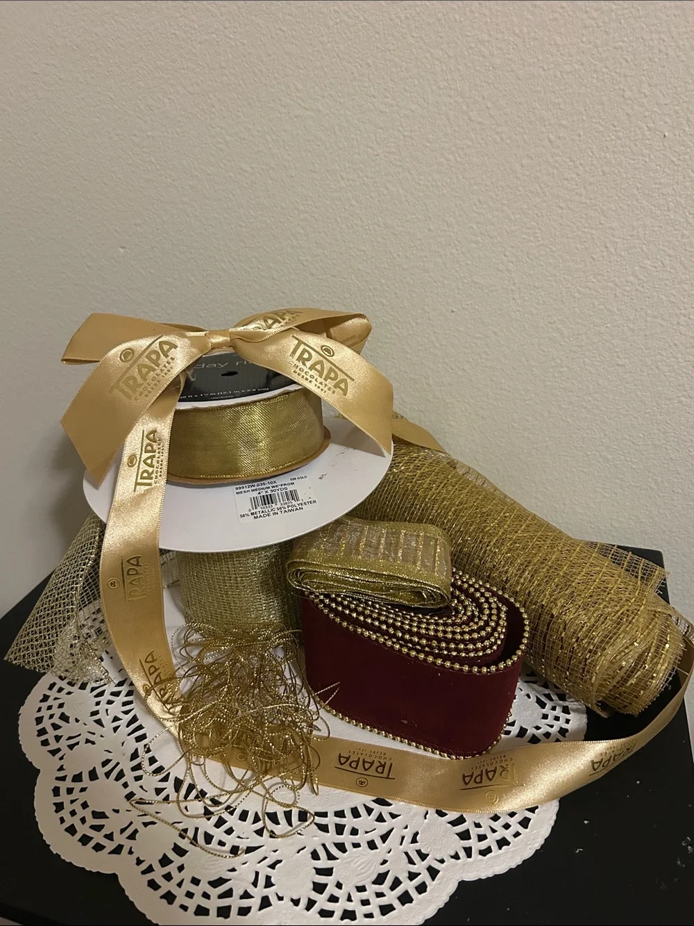 Gold Decorative Holiday Ribbon and Mesh Trim Set all occasions